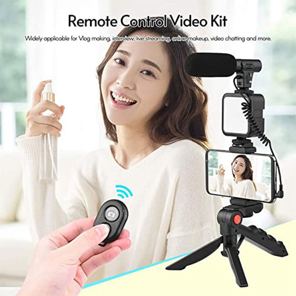 AY-49 Video Vlogger Kits Microphone LED Fill Light Mini Tripod For Phone Vlog Video Recording Condenser