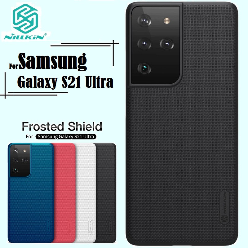 Nillkin { Samsung Galaxy S21 Ultra } Super Frosted Shield Matte cover case for Samsung Galaxy S21 Ultra Smart Phone Back Cover Case - Black