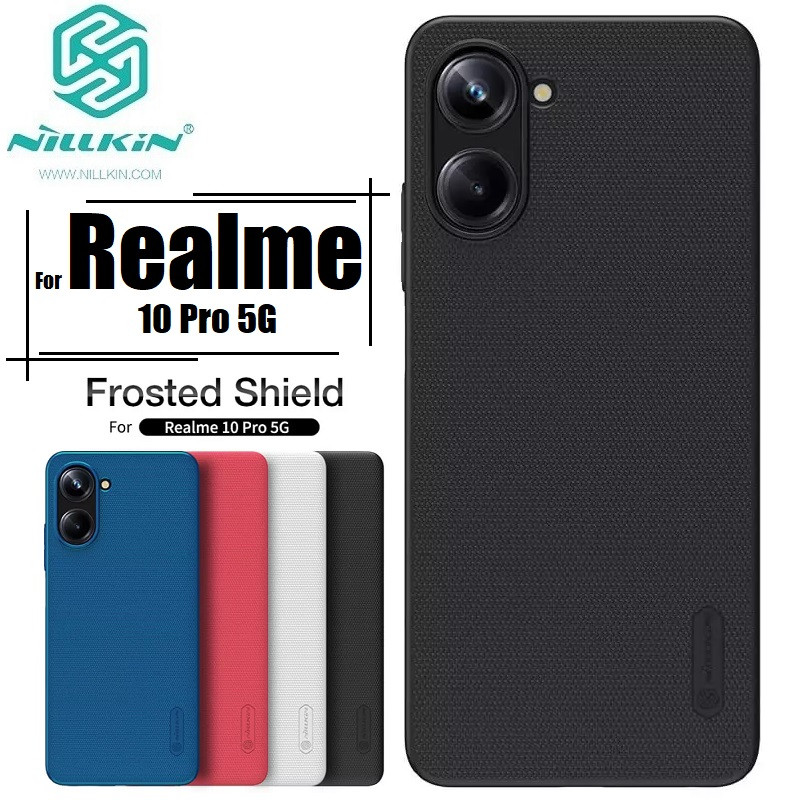 Nillkin { Realme 10 Pro  } Super Frosted Shield Matte cover case for Realme 10 Pro 5G Smart Phome Back Cover Case - Black