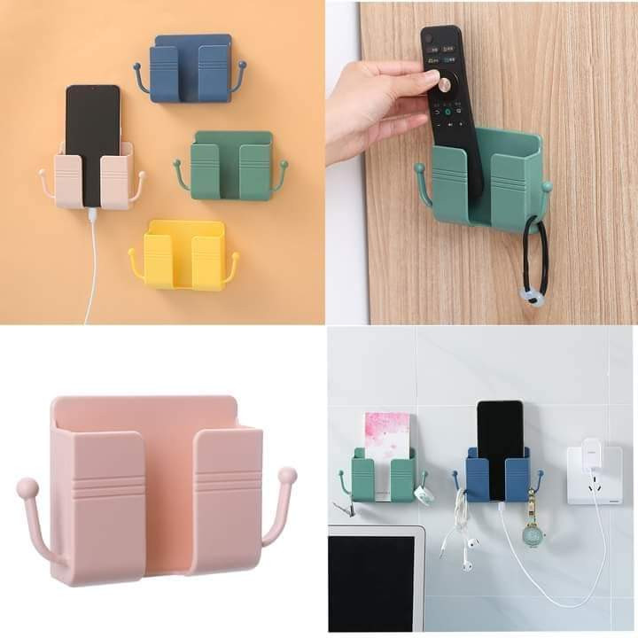 1pcs Wall Mounted Organizer Storage Box Remote Control Mounted Mobile Phone Plug Wall Holder Charging Multifunction Holder Stand