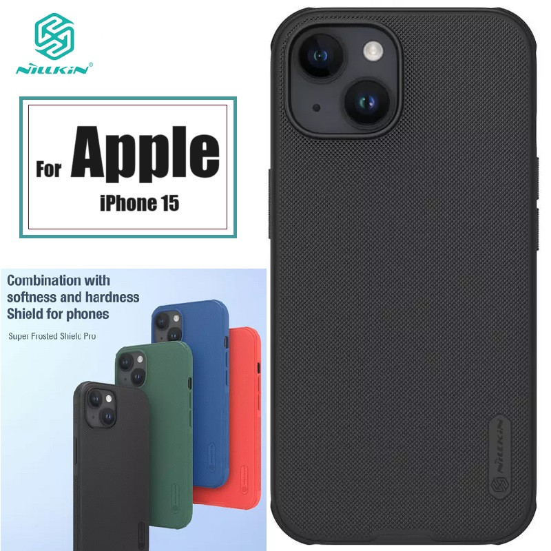 Nillkin { iPhone 15 } Super Frosted Shield Pro Matte cover case for Apple iPhone 15 6.1" (without LOGO cut) - Black