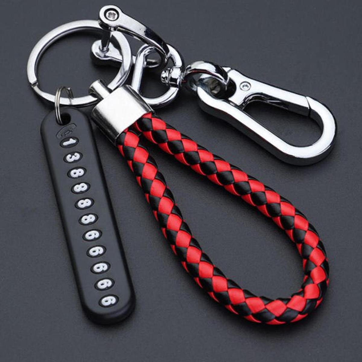 Anti-Lost Car Key Pendant Split Rings Keychain Phone Number Card Keyring Auto Vehicle Key Chain Car Accessories Key Ring for Bikers - Car - Bike - Home - Office Key Ring - Nice key Ring - key Ring - K