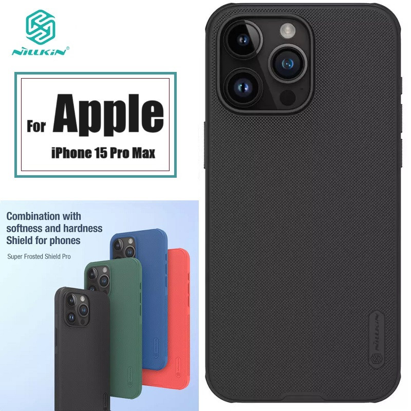 Nillkin { iPhone 15 Pro Max } Super Frosted Shield Pro Matte cover case for Apple iPhone 15 Pro Max (Without LOGO Cut) - Black