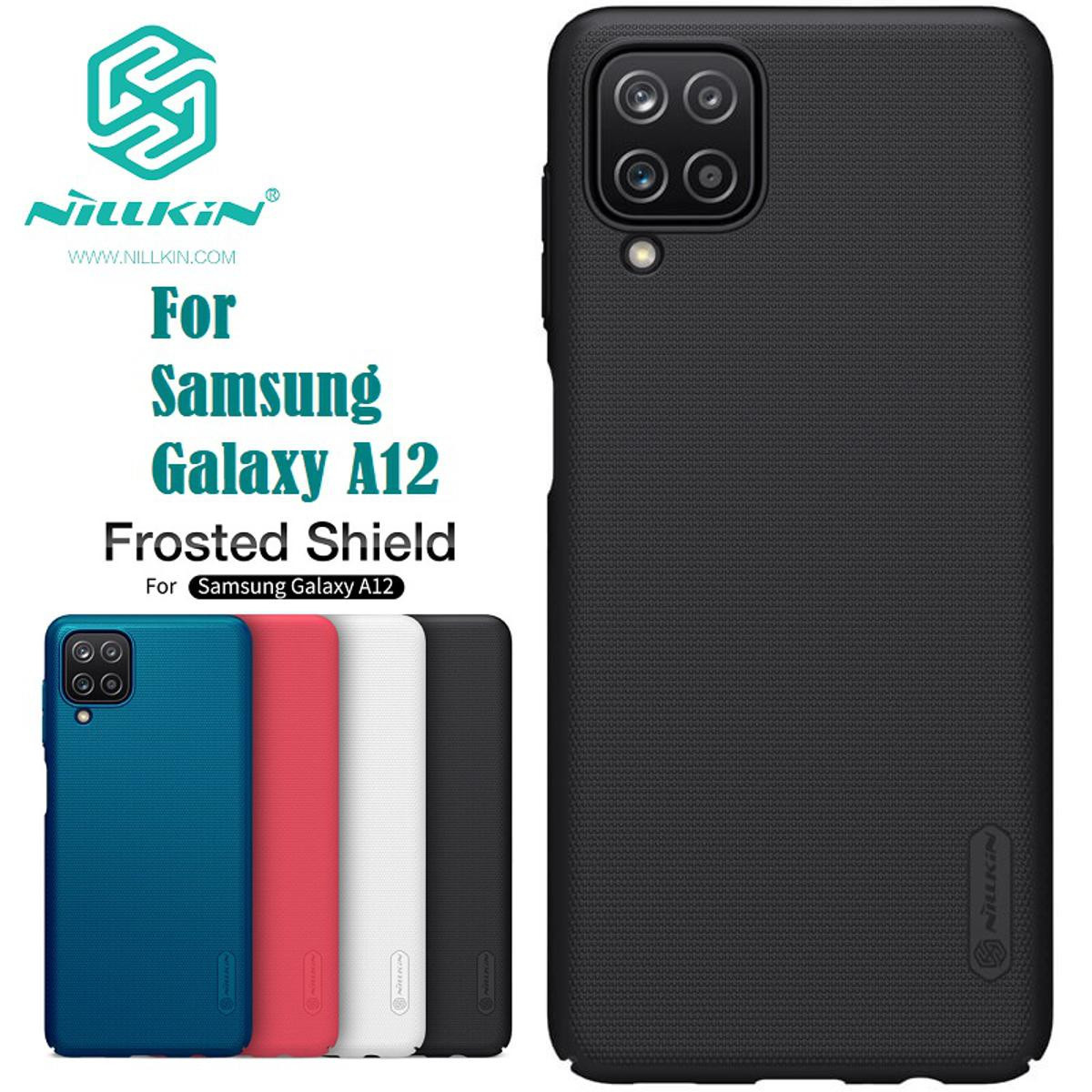 Nillkin { Samsung Galaxy A12 } Super Frosted Shield Matte cover case for Samsung Galaxy A12 Smart Phone Back Cover Case - Black