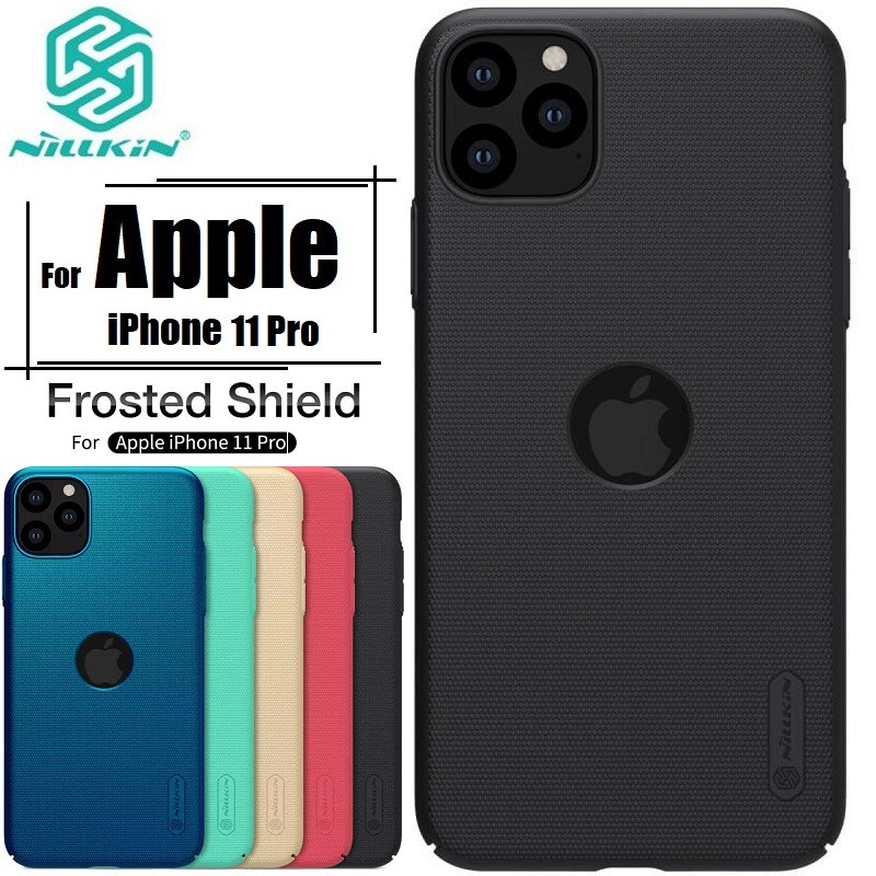 Nillkin { Apple iPhone 11 Pro } Super Frosted Shield Matte cover case for Apple iPhone 11 Pro (5.8") with LOGO cutout Smartphone Back Case Cover - Black