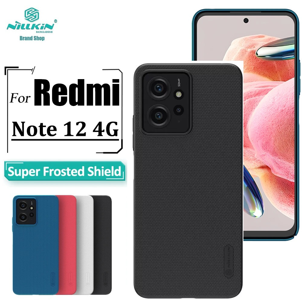 Nillkin { Xiaomi Redmi Note 12 4G } Super Frosted Shield Matte cover case for Xiaomi Redmi Note 12 4G Smart Phome Back Cover Case  - Black