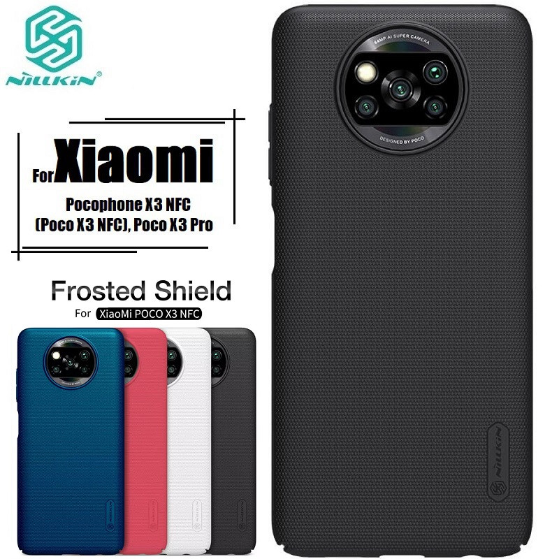 Nillkin { Xiaomi Poco X3 NFC } Super Frosted Shield Matte cover case for Xiaomi Pocophone X3 NFC, Poco X3 Pro - Black