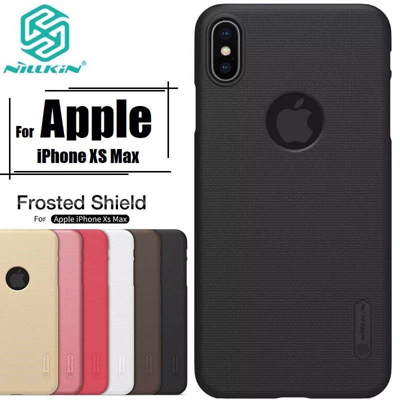 Nillkin { iPhone XS Max } Frosted Shield Back Case Cover for Apple iPhone XS Max Smartphone Back Case Cover - Black