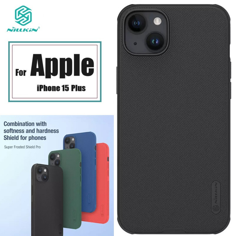 Nillkin { iPhone 15+ } Super Frosted Shield Pro Matte cover case for Apple iPhone 15 Plus (Without LOGO Cut) - Black